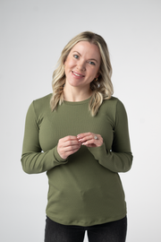 WAREHOUSE ONLY Reese Ribbed Long Sleeve Top - Olive