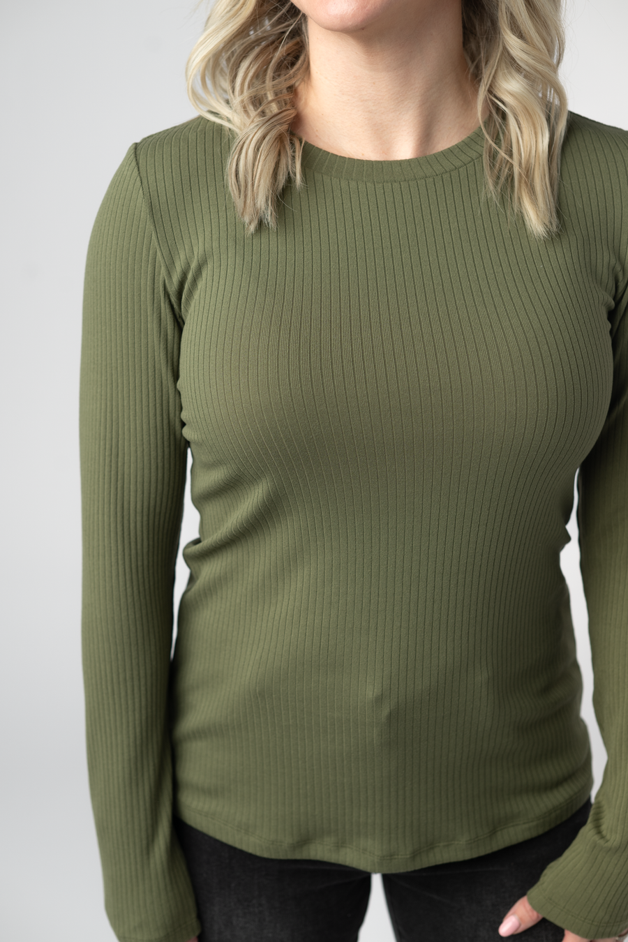 WAREHOUSE ONLY Reese Ribbed Long Sleeve Top - Olive