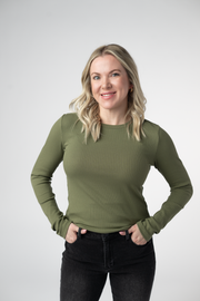 WAREHOUSE ONLY Reese Ribbed Long Sleeve Top - Olive