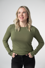 WAREHOUSE ONLY Reese Ribbed Long Sleeve Top - Olive