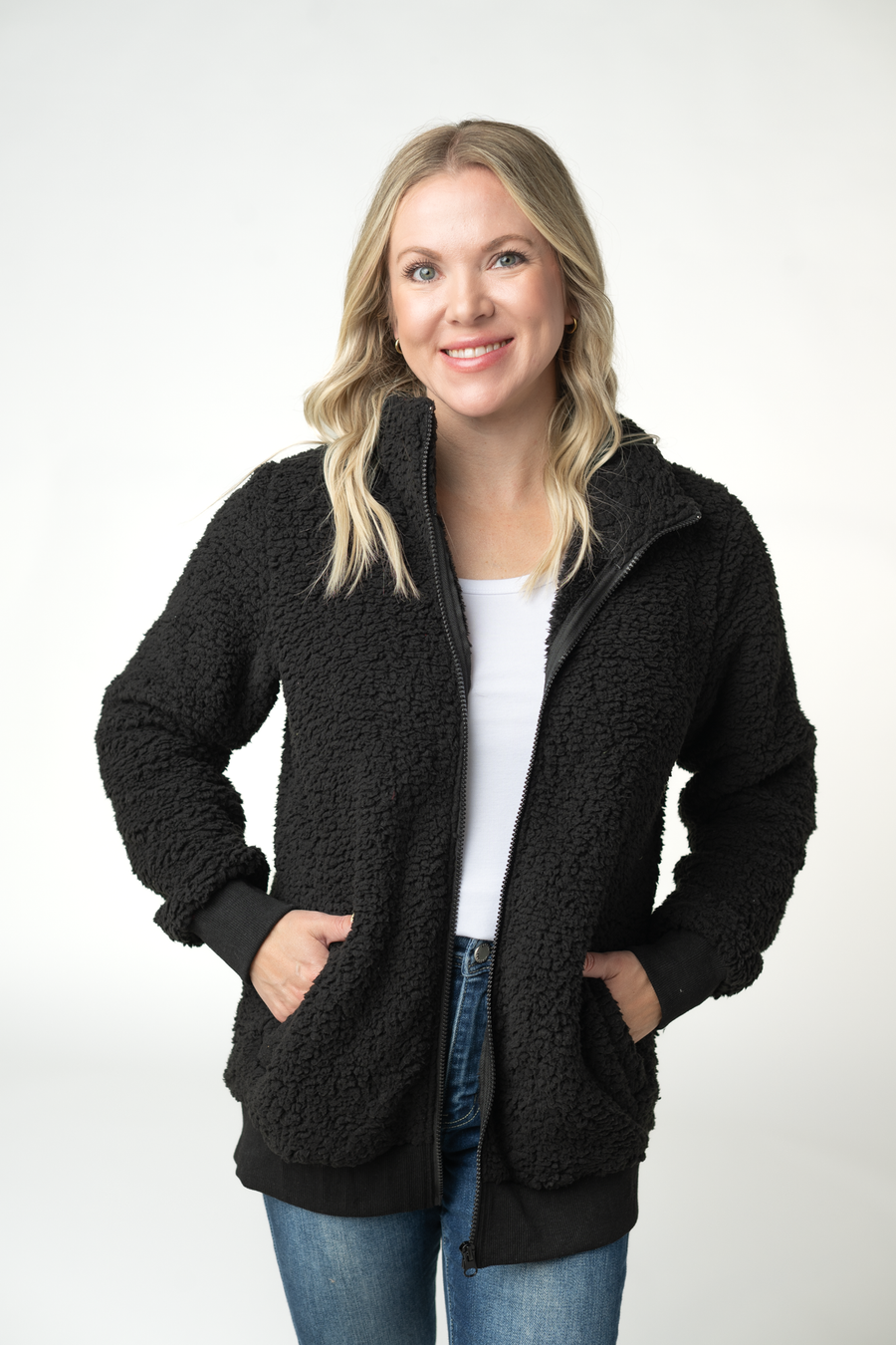WAREHOUSE ONLY Skylar Sherpa Fullzip - Black