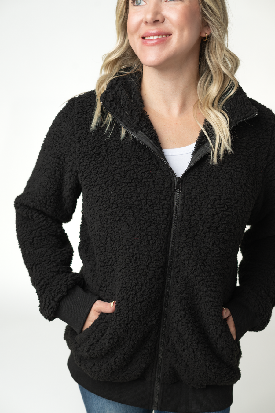 WAREHOUSE ONLY Skylar Sherpa Fullzip - Black