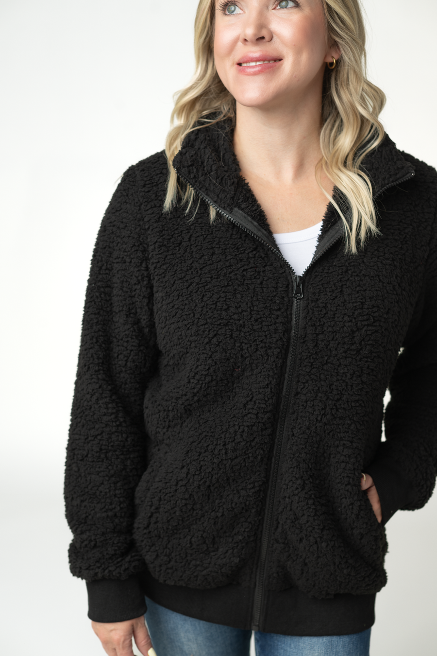 WAREHOUSE ONLY Skylar Sherpa Fullzip - Black
