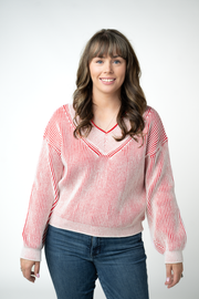 WAREHOUSE ONLY Candy Cane V-Neck Pullover