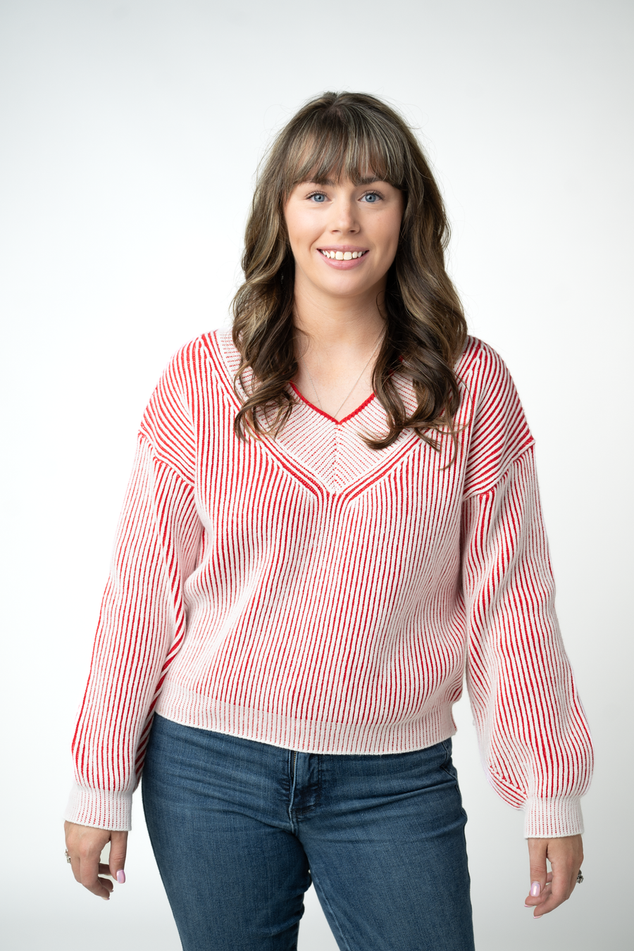 WAREHOUSE ONLY Candy Cane V-Neck Pullover