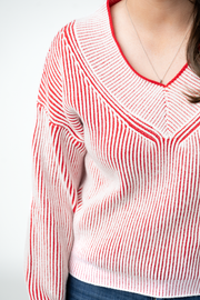 WAREHOUSE ONLY Candy Cane V-Neck Pullover