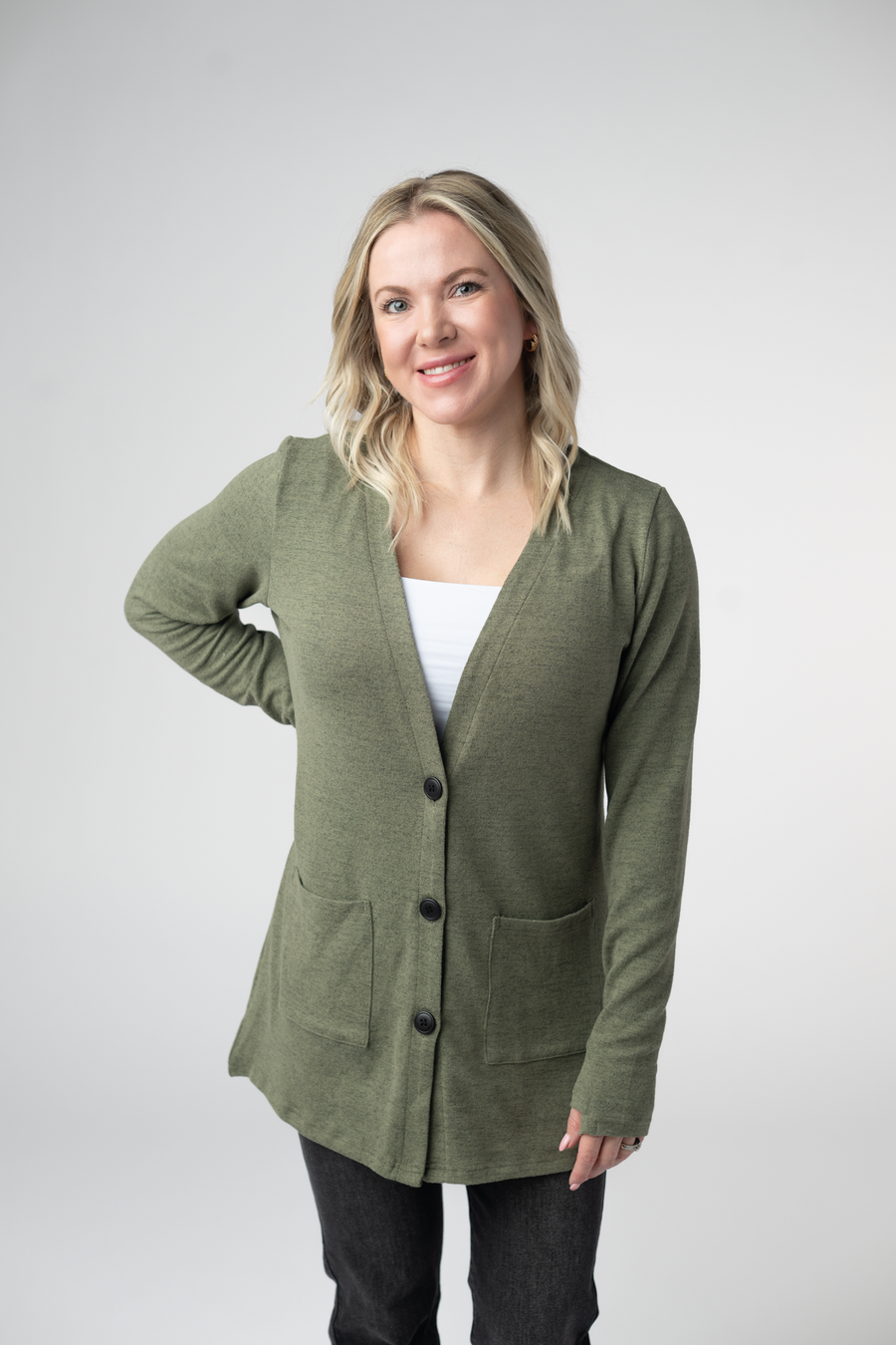 WAREHOUSE ONLY Cori Cardigan - Heathered Olive