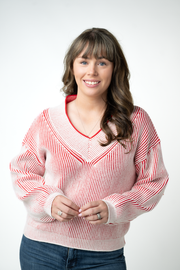 WAREHOUSE ONLY Candy Cane V-Neck Pullover