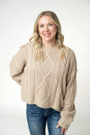 WAREHOUSE ONLY Cable Knit Sweater - Latte