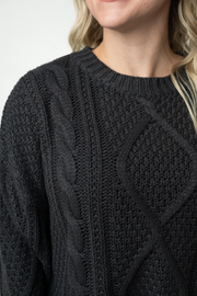 WAREHOUSE ONLY Cable Knit Sweater - Charcoal