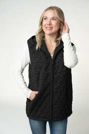 WAREHOUSE ONLY Heather Geometric Hooded Vest - Black