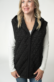 WAREHOUSE ONLY Heather Geometric Hooded Vest - Black