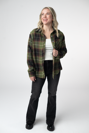 WAREHOUSE ONLY Finley Plaid Top - Olive and Brown