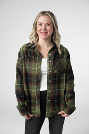WAREHOUSE ONLY Finley Plaid Top - Olive and Brown