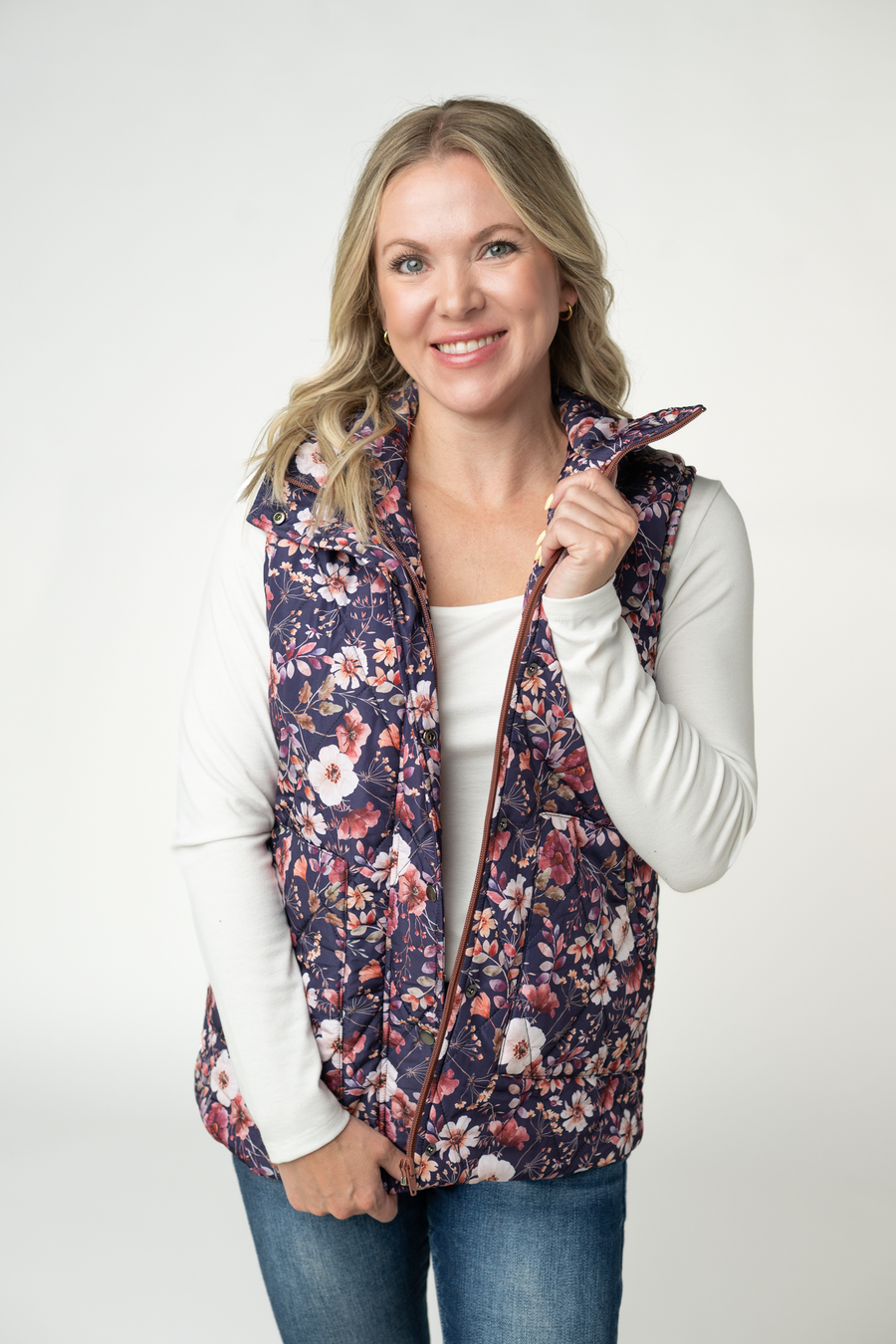 WAREHOUSE ONLY Remy Zip Up Vest - Blushwood Floral