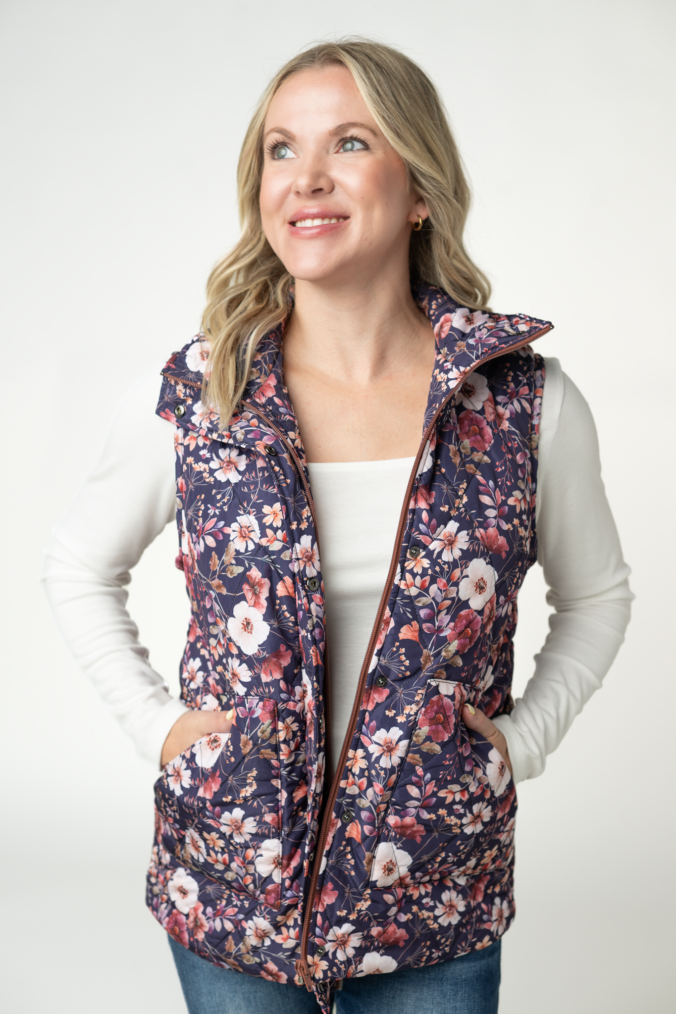 WAREHOUSE ONLY Remy Zip Up Vest - Blushwood Floral