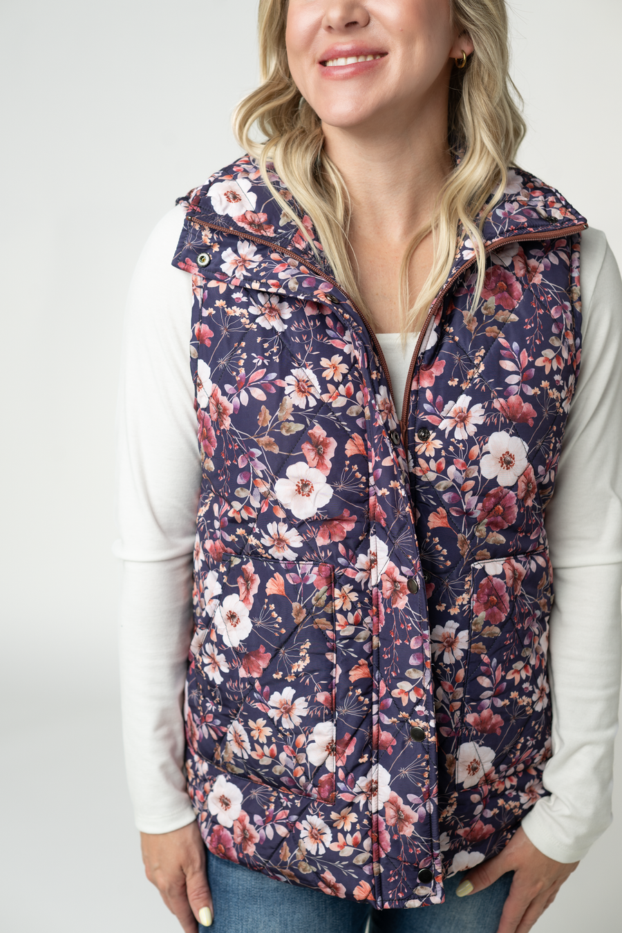 WAREHOUSE ONLY Remy Zip Up Vest - Blushwood Floral