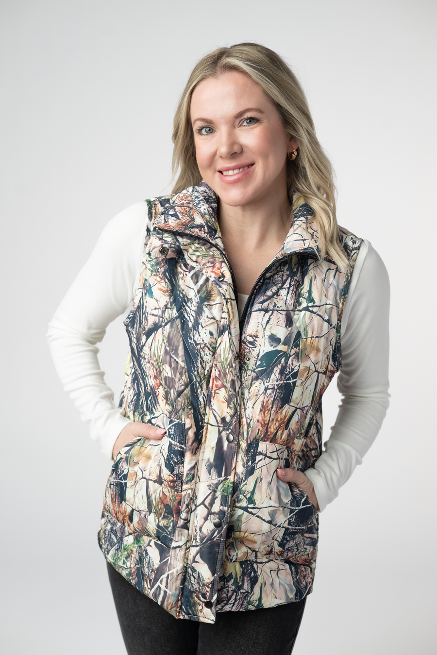 WAREHOUSE ONLY Remy Zip Up Vest - Dark Camo