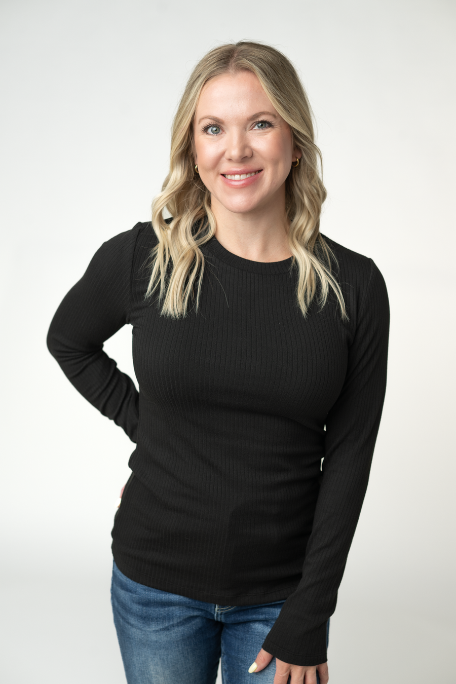 WAREHOUSE ONLY Reese Ribbed Long Sleeve Top - Black