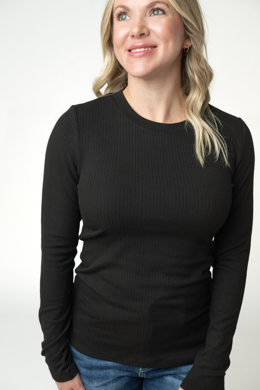 WAREHOUSE ONLY Reese Ribbed Long Sleeve Top - Black