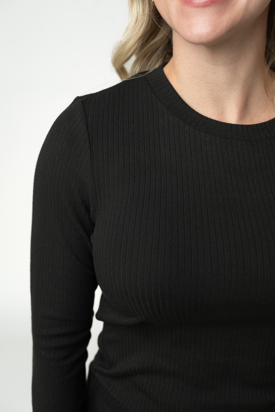 WAREHOUSE ONLY Reese Ribbed Long Sleeve Top - Black
