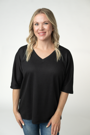 WAREHOUSE ONLY Emerson Waffle Top - Black