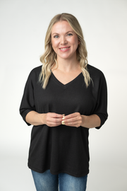 WAREHOUSE ONLY Emerson Waffle Top - Black