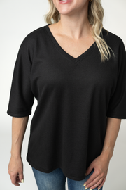WAREHOUSE ONLY Emerson Waffle Top - Black