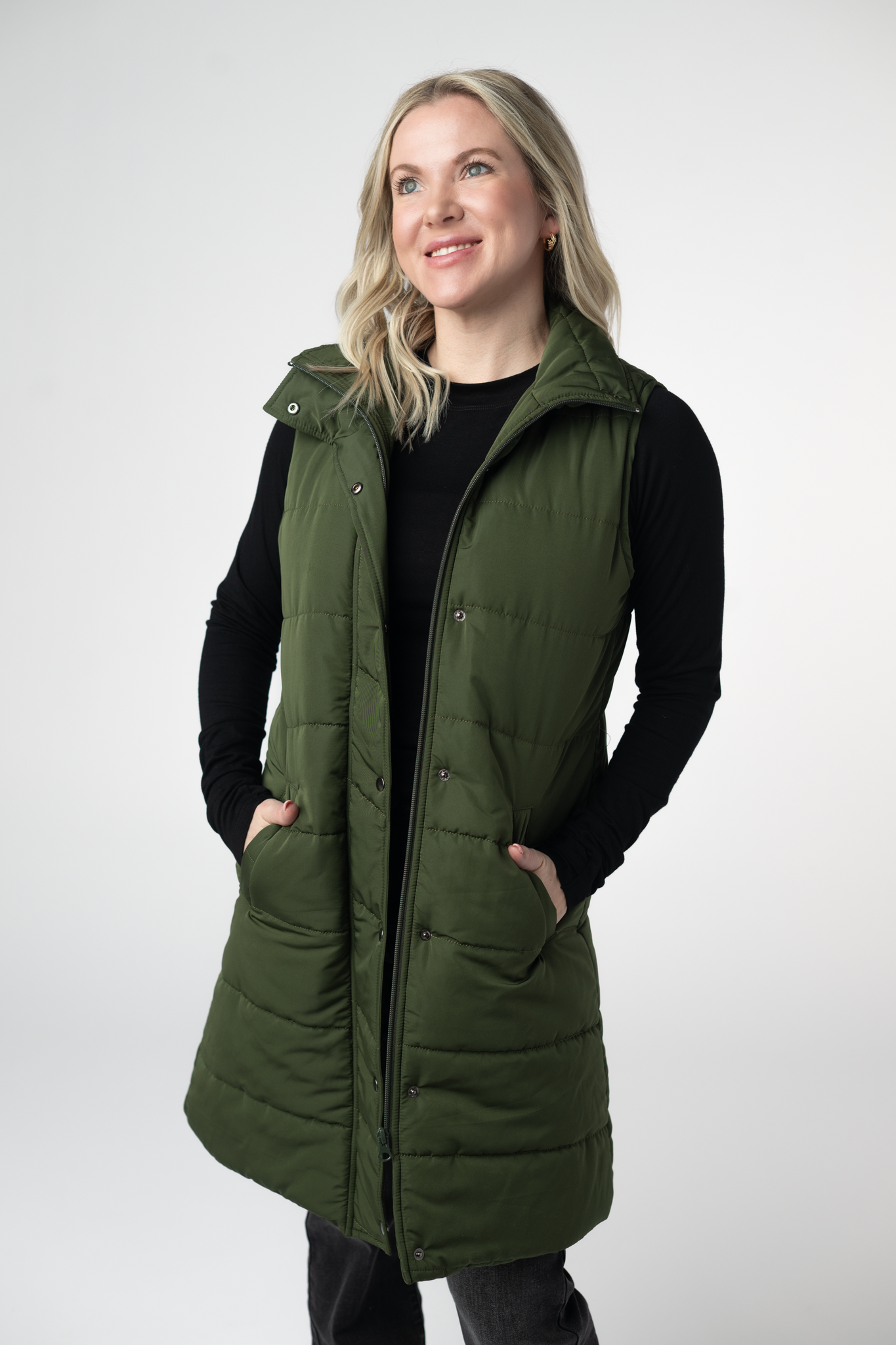 WAREHOUSE ONLY Harlow Long Vest - Dark Olive