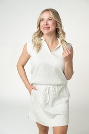 WAREHOUSE ONLY Luxe Collar Tank/Skort Set - Heathered Neutral