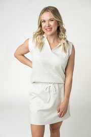 WAREHOUSE ONLY Luxe Collar Tank/Skort Set - Heathered Neutral