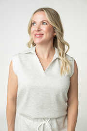 WAREHOUSE ONLY Luxe Collar Tank/Skort Set - Heathered Neutral