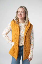 WAREHOUSE ONLY Heather Geometric Hooded Vest - Mustard