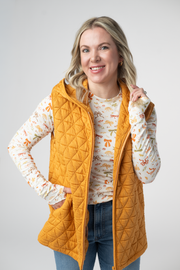 WAREHOUSE ONLY Heather Geometric Hooded Vest - Mustard