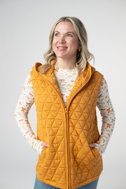 WAREHOUSE ONLY Heather Geometric Hooded Vest - Mustard