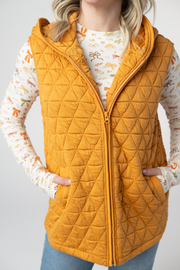 WAREHOUSE ONLY Heather Geometric Hooded Vest - Mustard