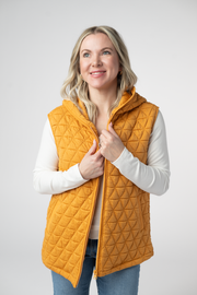 WAREHOUSE ONLY Heather Geometric Hooded Vest - Mustard