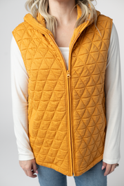 WAREHOUSE ONLY Heather Geometric Hooded Vest - Mustard