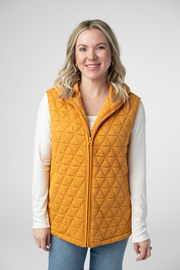 WAREHOUSE ONLY Heather Geometric Hooded Vest - Mustard