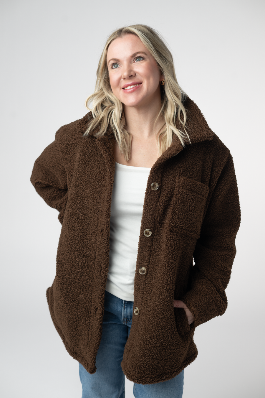 WAREHOUSE ONLY Teddy Oversized Shacket - Brown