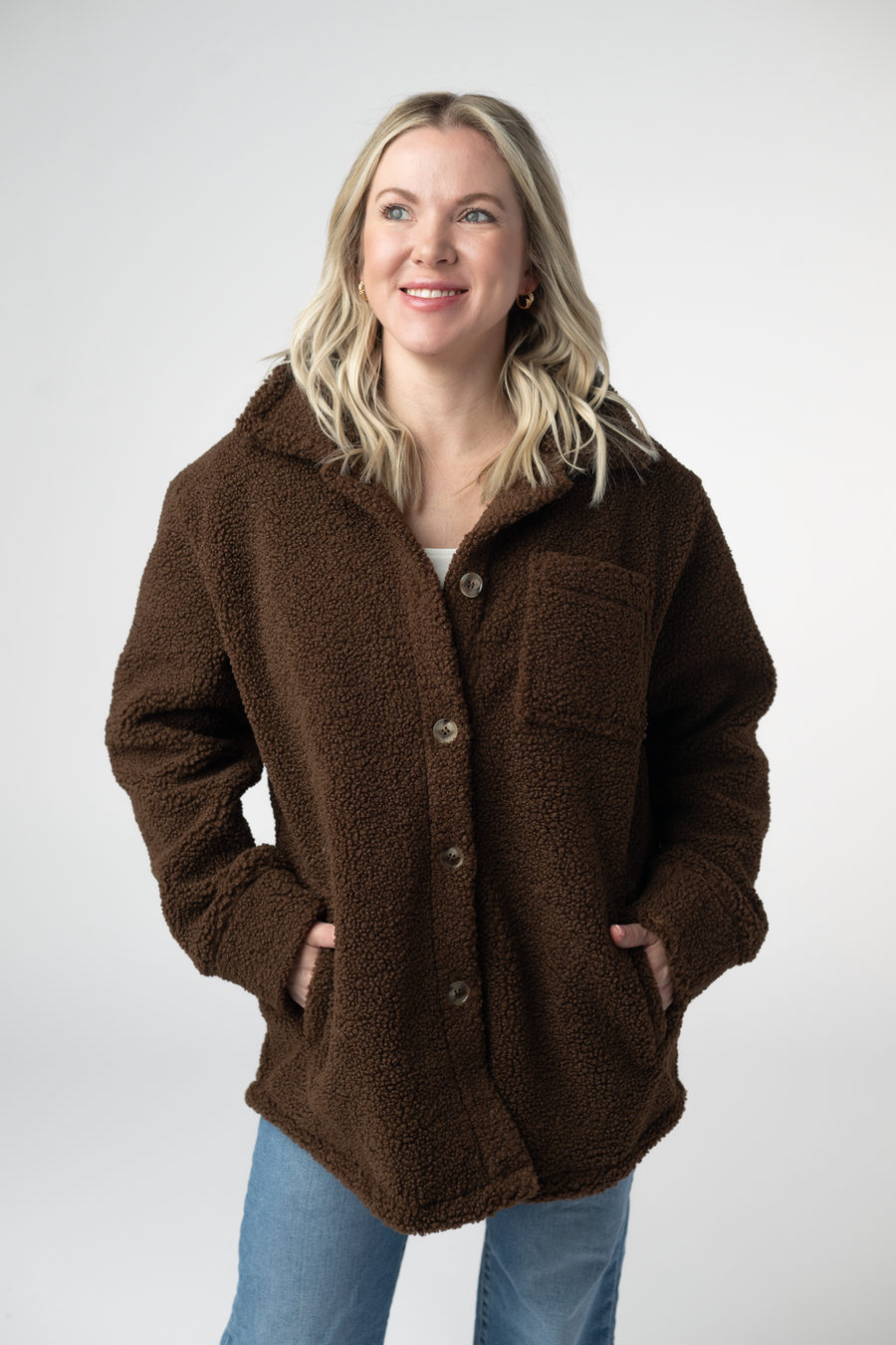 WAREHOUSE ONLY Teddy Oversized Shacket - Brown