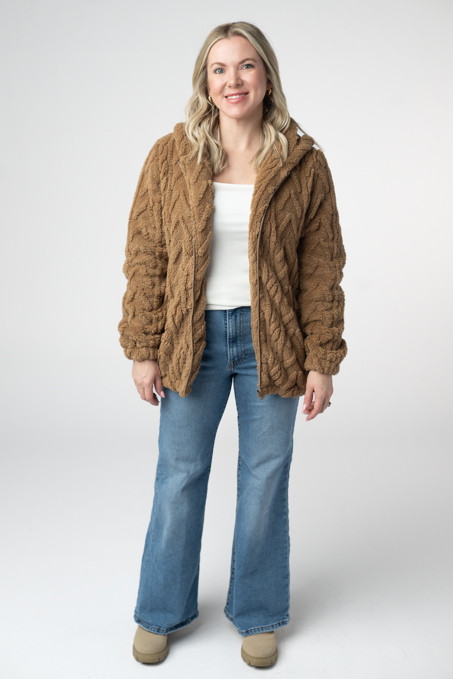 WAREHOUSE ONLY Fuzzy Sherpa Fullzip Hoodie - Maple