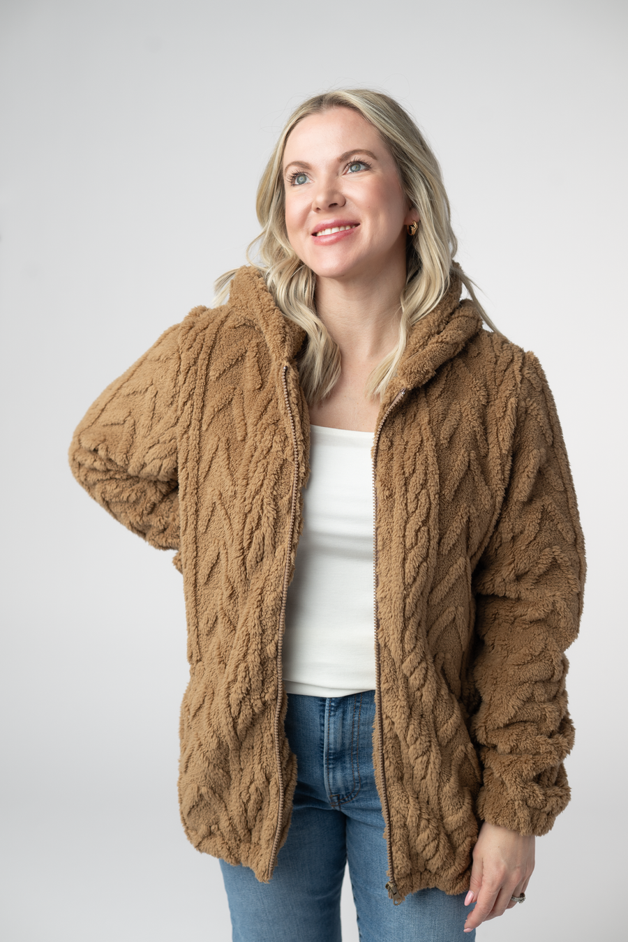 WAREHOUSE ONLY Fuzzy Sherpa Fullzip Hoodie - Maple