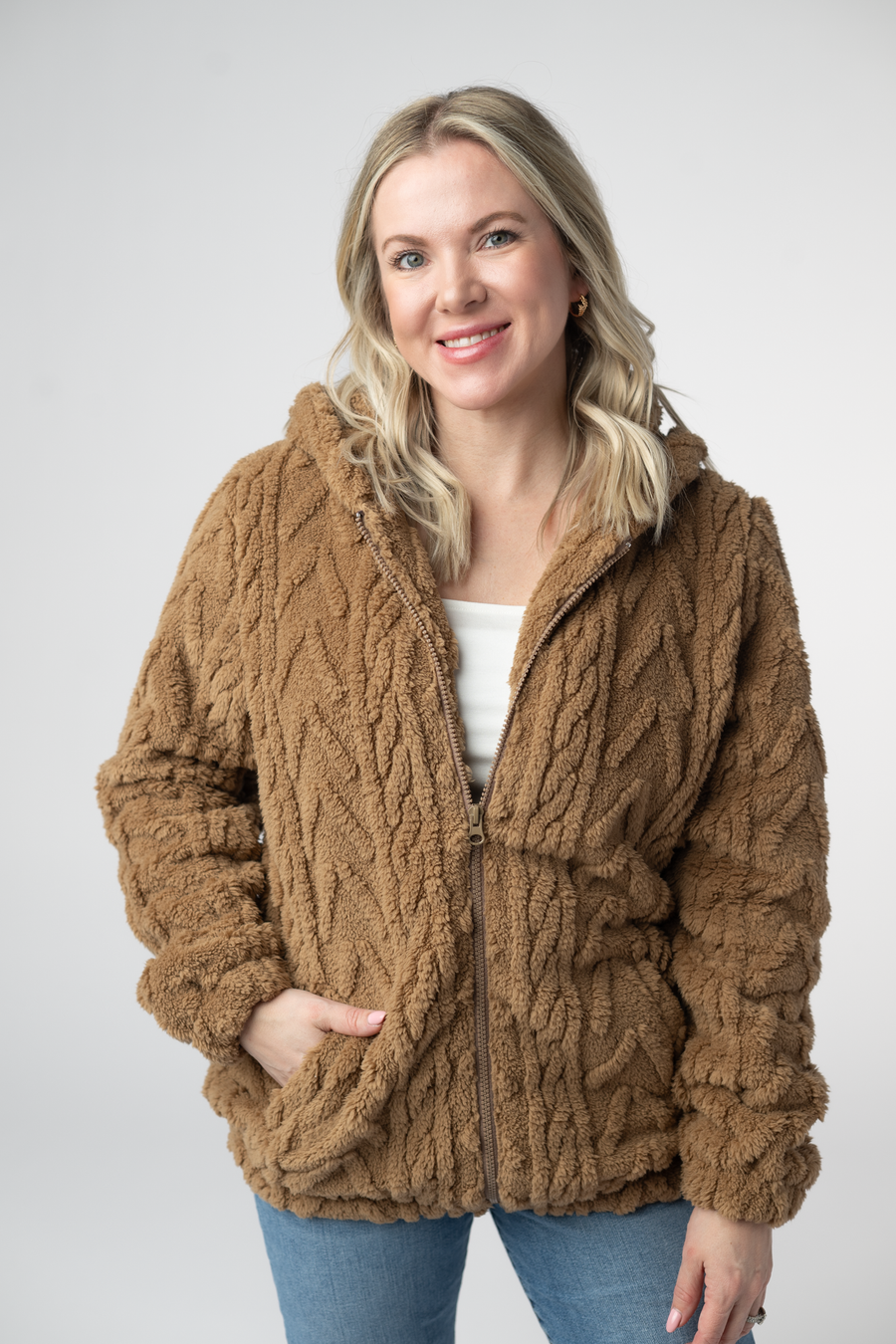 WAREHOUSE ONLY Fuzzy Sherpa Fullzip Hoodie - Maple