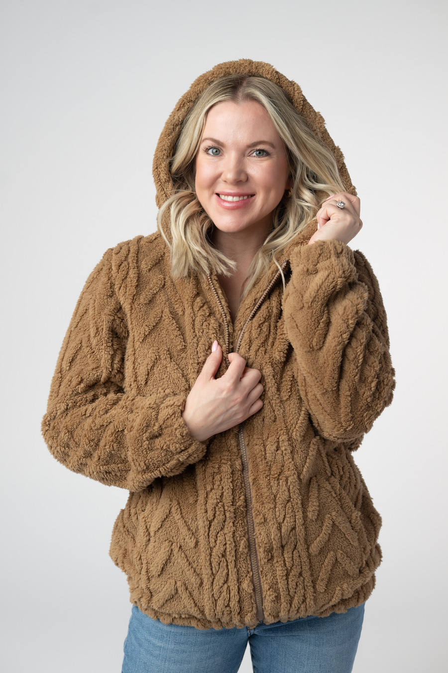 WAREHOUSE ONLY Fuzzy Sherpa Fullzip Hoodie - Maple