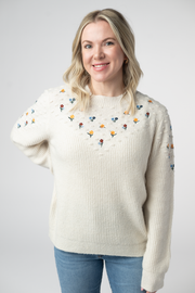 WAREHOUSE ONLY Micro Flower Sweater - Ivory