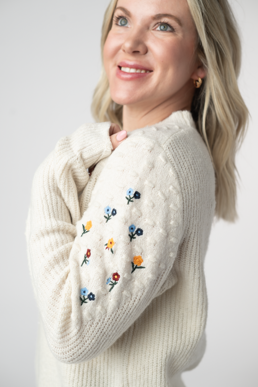WAREHOUSE ONLY Micro Flower Sweater - Ivory