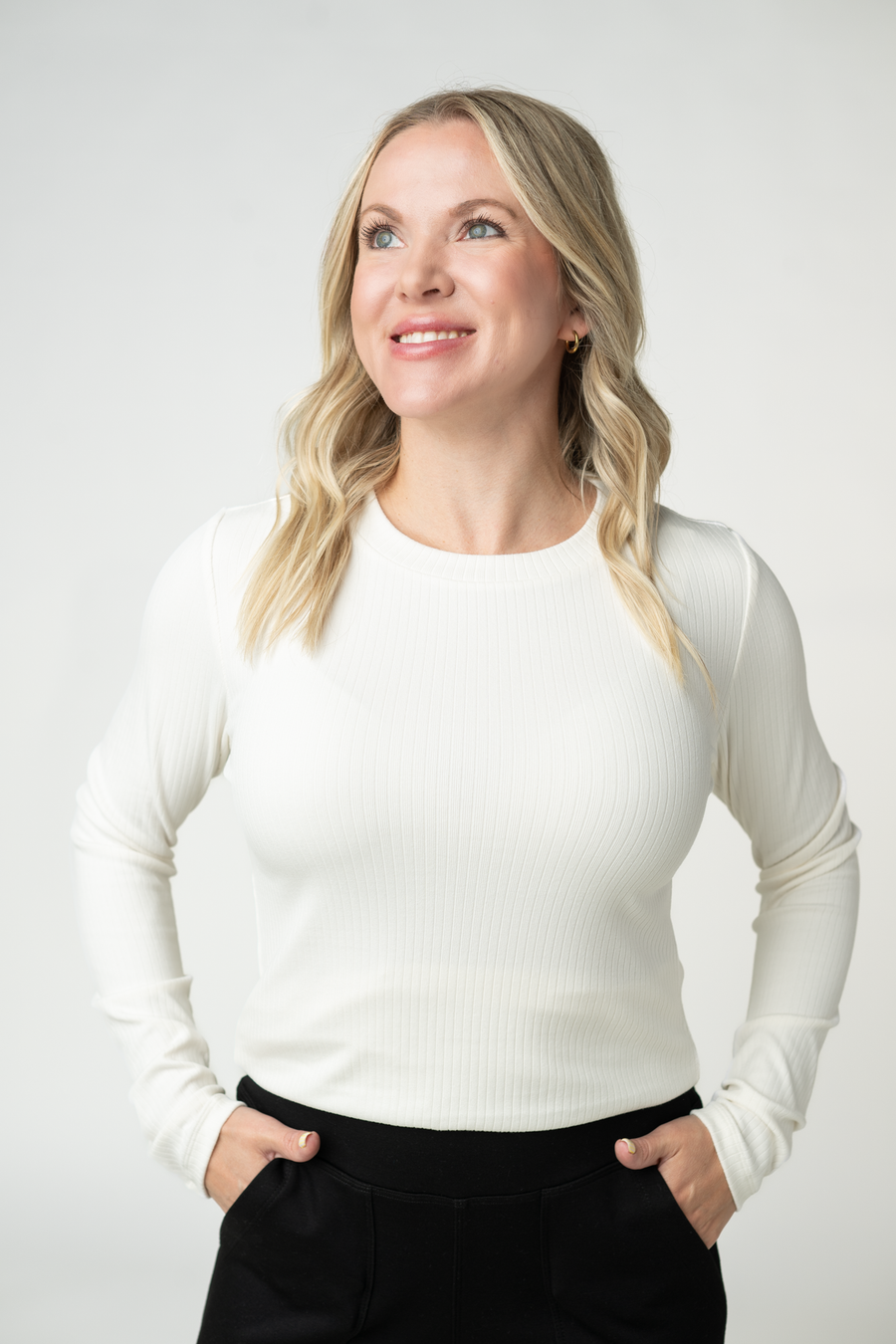 WAREHOUSE ONLY Reese Ribbed Long Sleeve Top - Ivory