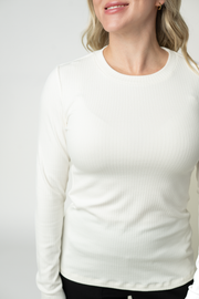 WAREHOUSE ONLY Reese Ribbed Long Sleeve Top - Ivory
