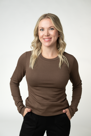 WAREHOUSE ONLY Reese Ribbed Long Sleeve Top - Brown